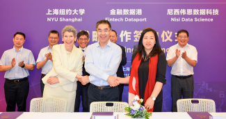 Signing ceremony establishing strategic partnership between NYU Shanghai, Fintech Dataport and Nisi Data Science.